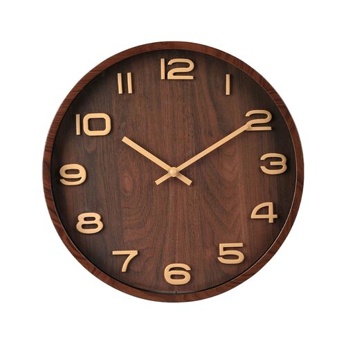 Vægur brun træ look Ø30,5 cm