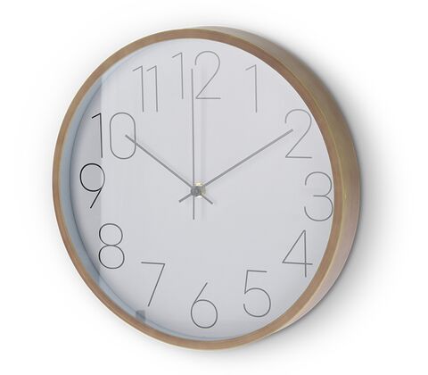 Vægur træ-look hvid urskive Ø30 cm