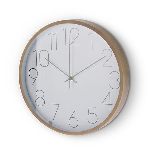 Vægur træ-look hvid urskive Ø30 cm
