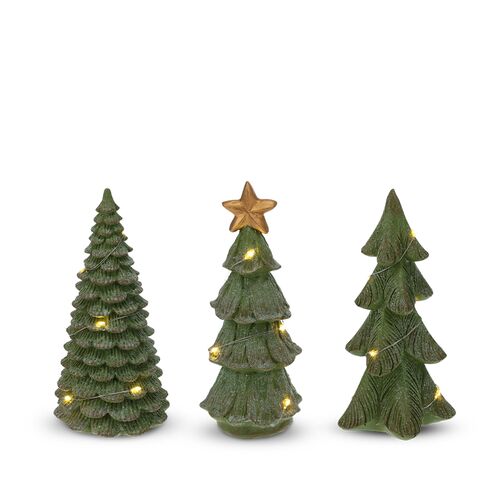 Juletræ med LED - 3 assorterede design H15 cm