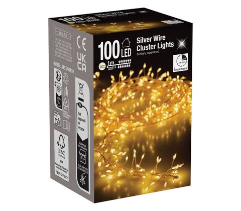 Klynge lyskæde 100 LED sølvtråd L 1 meter